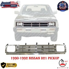 New Front Oem Replaces Grille Chromed Silver For 1990-1992 Nissan D21 Pickup New Front Oem Replaces Grille Chromed Silver For 1990-1992 Nissan D21 Pickup