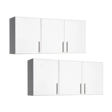 Home Square 3 Door Wood Wall Cabinet Set in White (Set of 2)