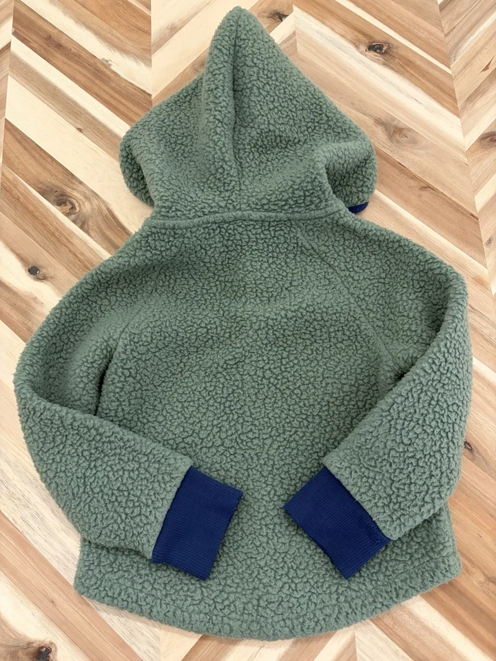 Chaqueta con capucha Patagonia para niños pequeños frente a presión retro pila polar ropa exterior verde 3T Foto 3 de 4