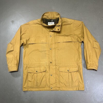 Vintage Eddie Bauer Wool Lined Mountain Parka Jacket Mens Large Yellow Gold Coat