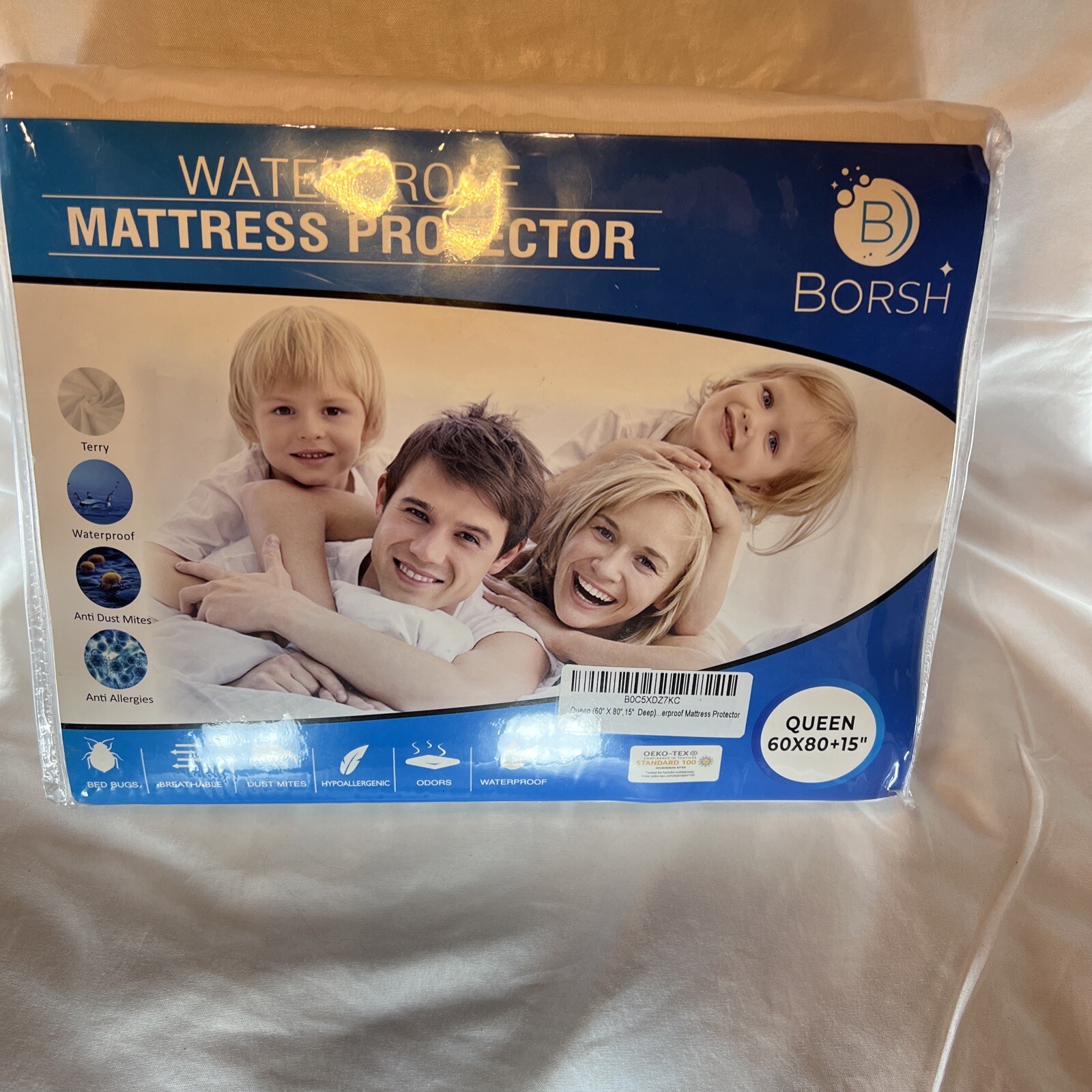 Mattress Protector Queen Waterproof Terry anti dust mites anti allergies Borsh-image