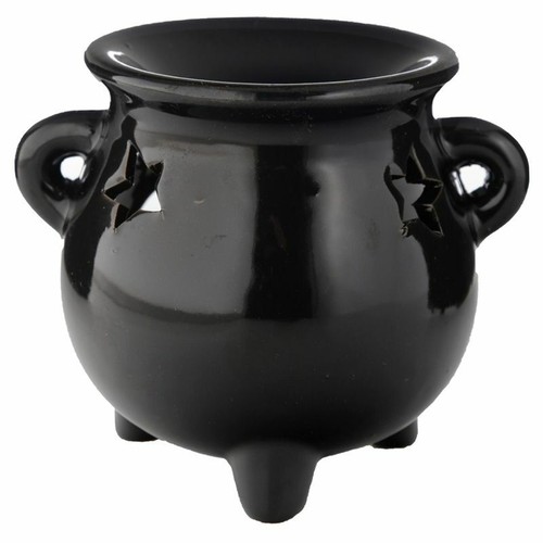 Black Cauldron Oil Burner Wicca Gothic Magic Wax Burner Halloween Triple Moon - Picture 8 of 23