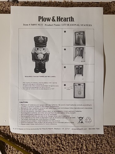 Nutcracker 17" With LED Lights In Box W/Plastic Bag ,Instructions,Polyfoam 2019 - Picture 6 of 7