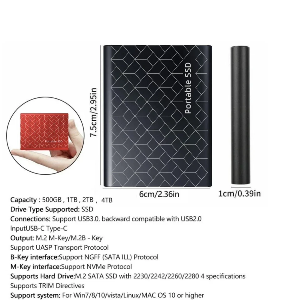 Disque Dur Externe Portable SSD 2 à 16 To USB Type C Stockage grande capacité - Photo 3/4