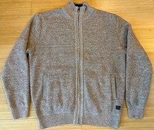 Buffalo David Bitton Men  s Full Zip Sweater Cardigan Size XXL Faux Fur Lined TAN