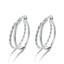 Elegant 925 Silver Hoop Earrings 1 inch for Women Jewelry A Pair/set Gift I48