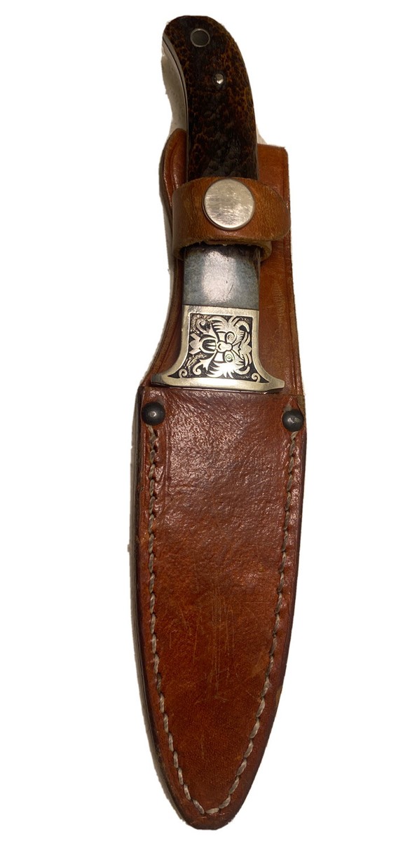 TAYLOR CUTLERY JAPAN DESIGNED BY PHIL MANN LEATHER SHEATH STAG
