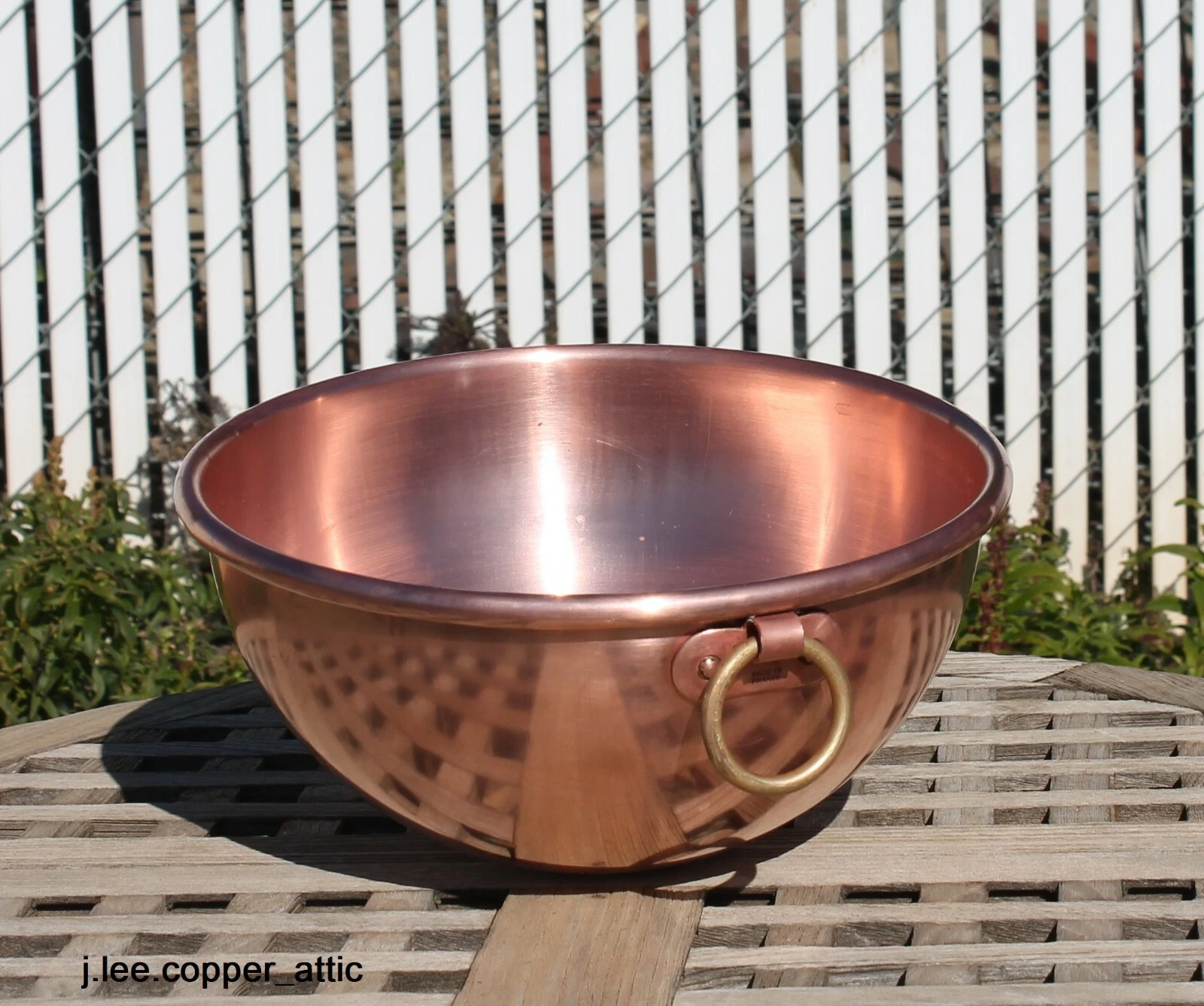 Copper 10" Whisking/Mixing Bowl w/ thick rolled lip, Made in France