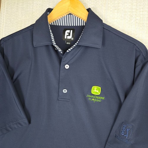 FOOTJOY x JOHN DEERE CLASSIC Sz Medium Mens Polo Shirt Navy Blue TPC Deere Run - Picture 10 of 13