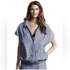 Derek Lam for Design Nation Chambray Cotton Hooded Jacket