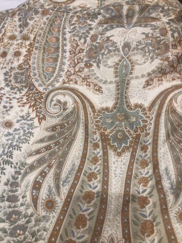 POTTERY BARN BLYTHE PAISLEY BLUE/TAN/GREEN/GOLD FULL/QUEEN DUVET ONE SHAM - Picture 1 of 2