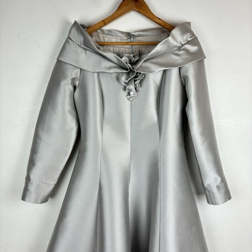 Teresa Ripoll Silver Dress UK 12 Mother Of The Bride MOTB Special Occasion Silk - Picture 5 of 24