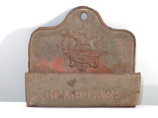 Antique Metal Tin Primitive Wall Comb Case Holder