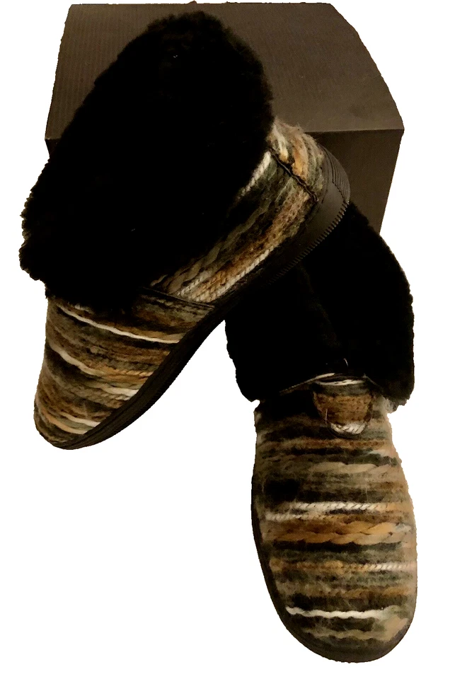 LAMO новый без ЯРЛЫКОВ JUAREZ Western текстильной пряжи стриженный мех сложить над ботинок тапочки размер 7 - Изображение 3 из 4