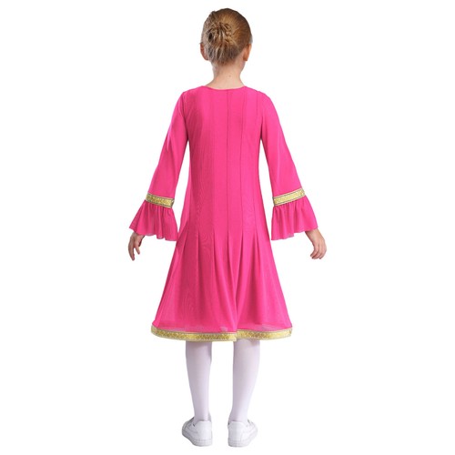 Girls Gown Ethnic Abaya Arabic Dress Praise Robe Indian Long Sleeve Dubai Eid - Picture 59 of 68