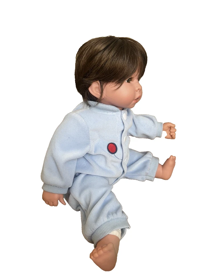 Muñeca bebé de tela de vinilo de la vida real Paradies Galleries 2016 cabello castaño ojos verdes Foto 4 de 4