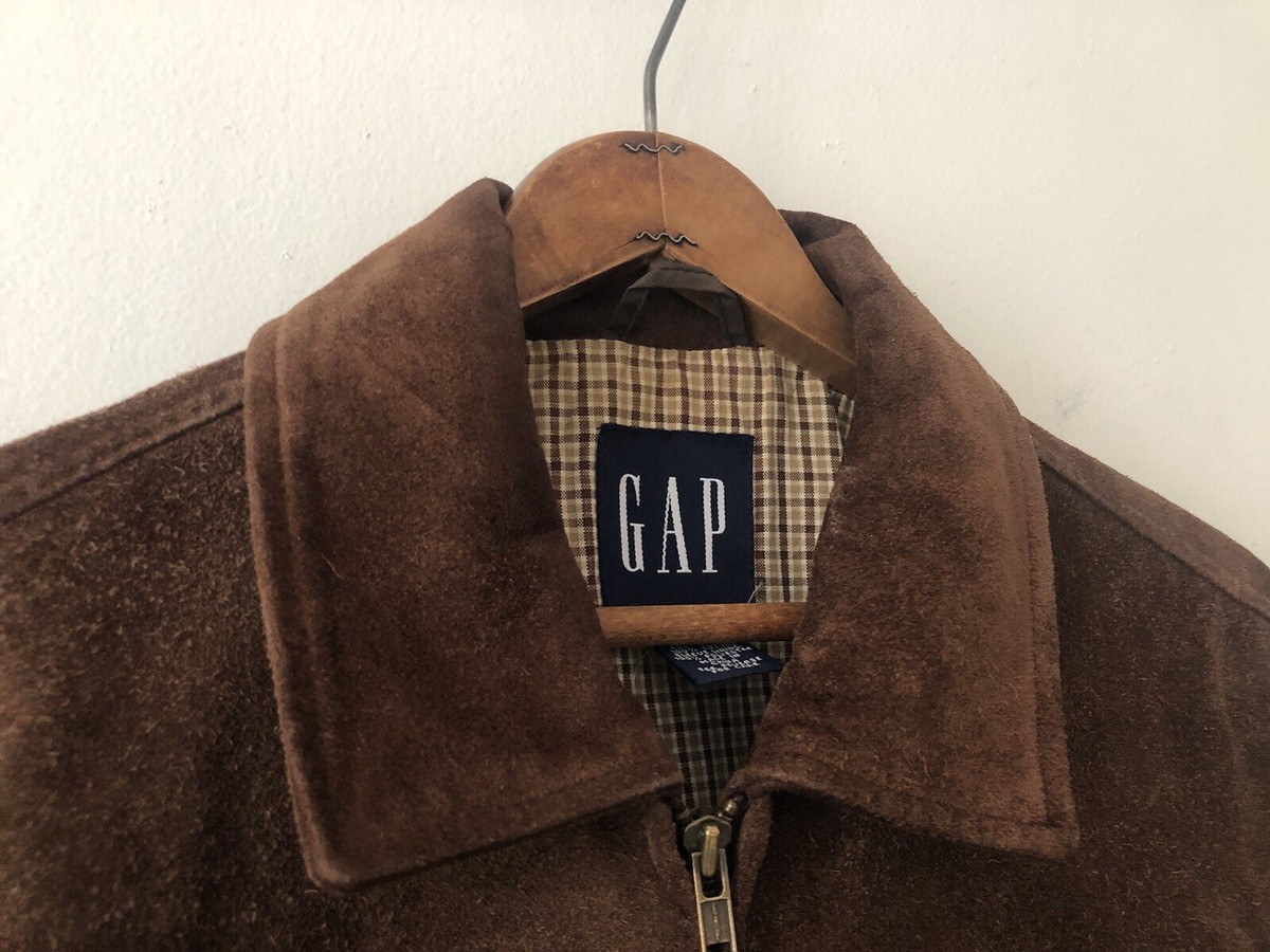 ク*ケ様 00s old gap 3rd suede leather track VTG 90s Y2K Gap Suede Leather Bomber Zip Up Jacket Brown