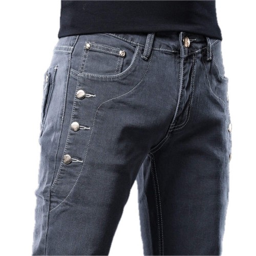 Men's Slim Fit Jeans Stretch Denim Pencil Pants Mid Waist Trousers with Zipper P - Picture 91 of 91