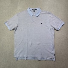 Polo Ralph Lauren Polo Shirt Mens XL Blue Striped Made in USA Casual Pony VTG