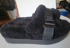 UGG Women s Size 6 Fluffita Black Sheepskin Platform Slippers C23-15