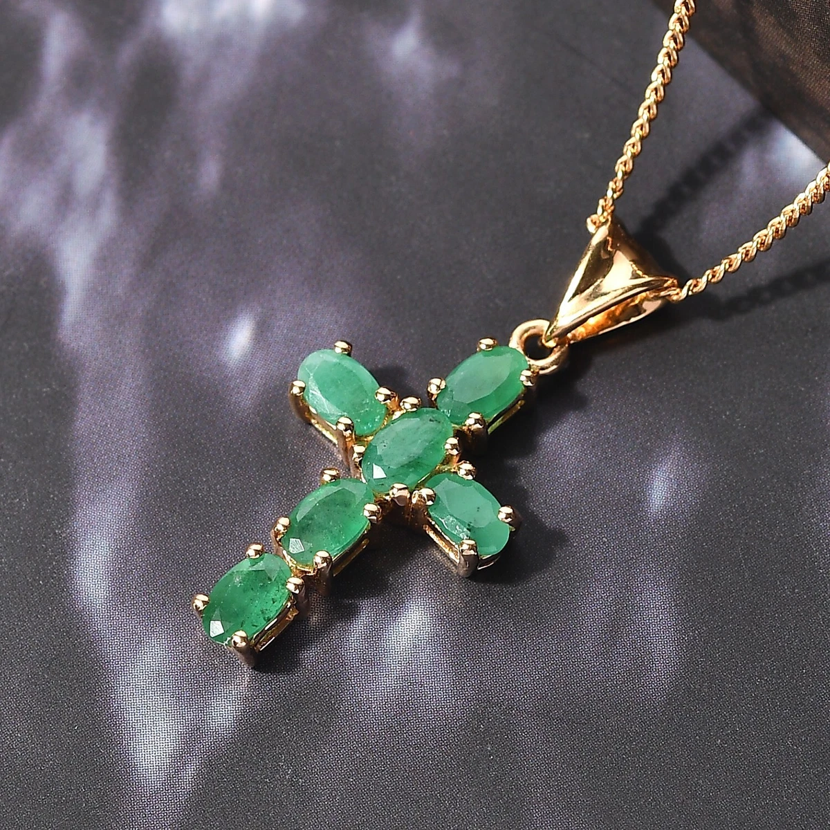 Genuine emerald store cross pendant