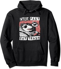 Funny Possum Raccoon Live Fast Eat Trash Theme Unisex Hooded Sweatshirt