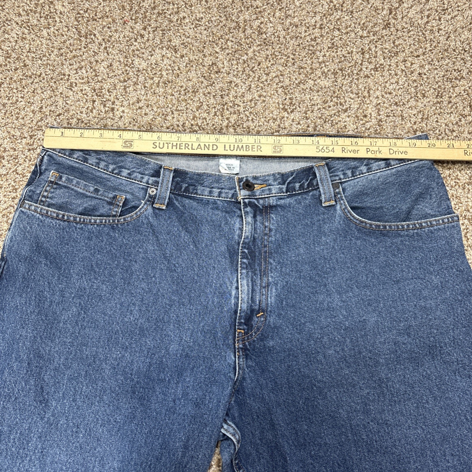 Eddie Bauer Jeans Men 40x30 Blue Denim Relaxed Fit Straight (40x29) - View 7