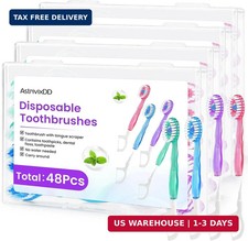 48 Pack 5-in-1 Mini Toothbrush Disposable, Waterless Disposable Toothbrushes...
