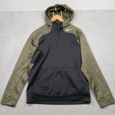 Nike Therma-Fit Hoodie Men's S Black Olive Green 1/4 Zip Pullover