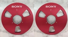 One Pair 10.5" red  SONY 1/4" Empty Tape Reels For Reel To Reel Tape Recorders