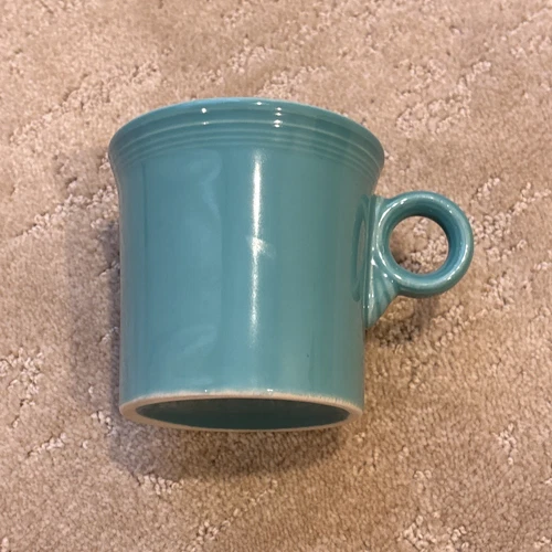Fiesta Ware Coffee Cup Mug Homer Laughlin HLC O Ring Handle Turquoise Fiestaware