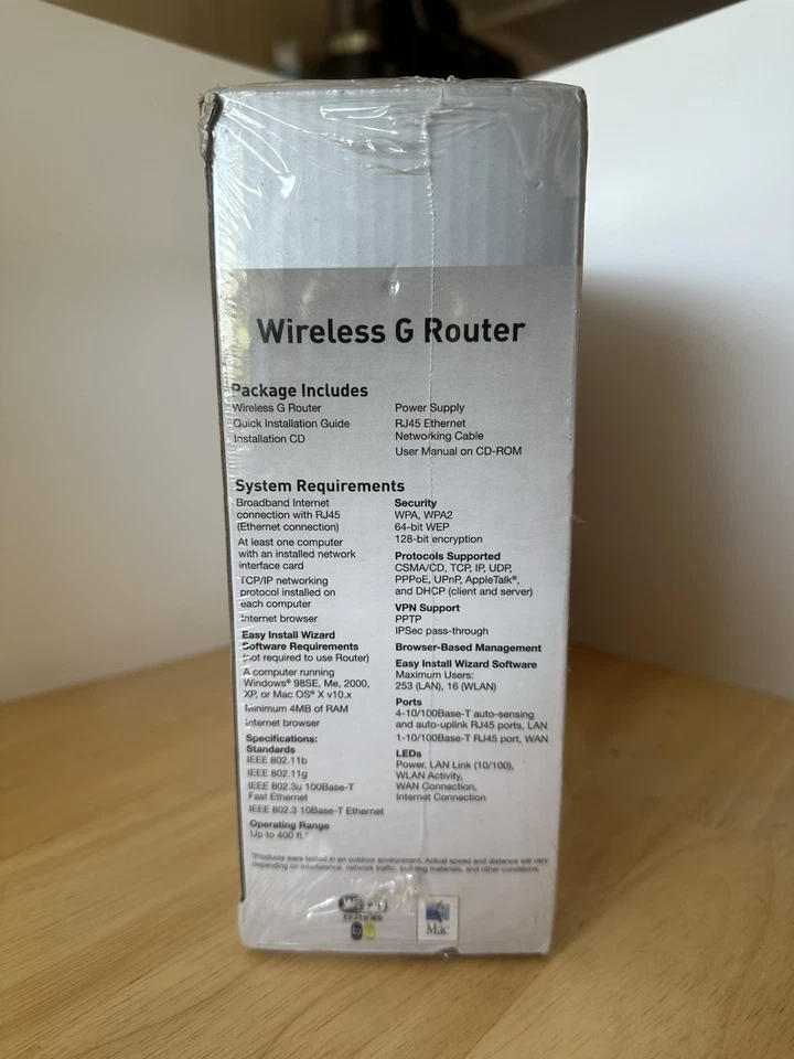 Belkin Wireless G Router F5D7230-4 400FT Range NEW Sealed Computer Internet  - Image 3 of 4