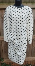 VTG CH By Caroline Herrera Classic Preppy 80s Silk Polka Dot Bow Dress Sz 10
