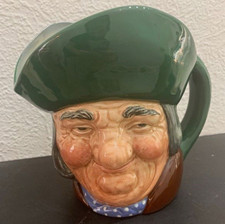 Ceramic Toby Jug Glossy Character Face Green Hat, 1 Pint MPN 281