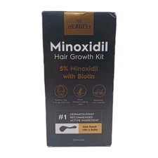BEAUELI 5% Minoxidil Oil + Biotin + Derma Roller HAIR GROWTH KIT, (30ml/1 oz)