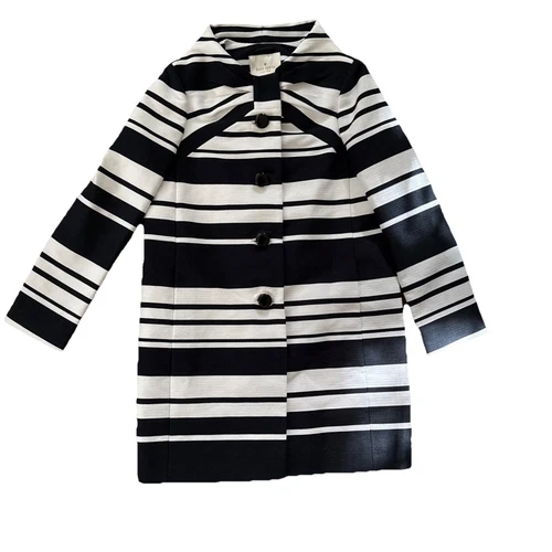 Cappotto Kate Spade Cape Stripe Etta taglia 6 nuovo con etichette **Raro da trovare!**
