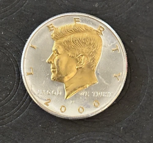 DANBURY MINT  -  2000-P KENNEDY HALF DOLLAR - GOLD AND SILVER PLATED