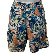 Caribbean Swimwear Mens Tropical Swim Trunks Size M Multicolor Pockets