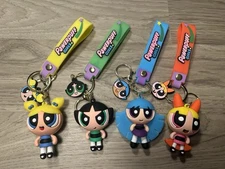 Powerpuff Girls (Set of 4) 3D Keychains Straps NEW