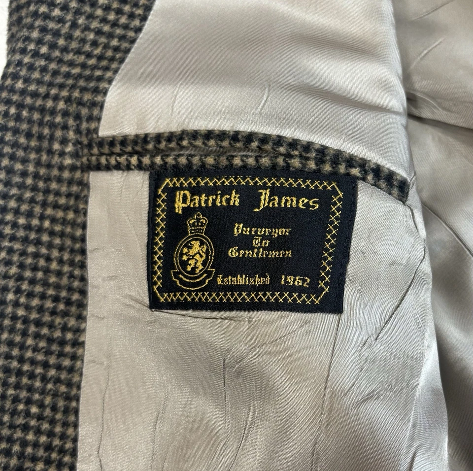 Chaqueta blazer de pelo camel Patrick James pata de gallo negro tostado abrigo deportivo 46 L Foto 4 de 4