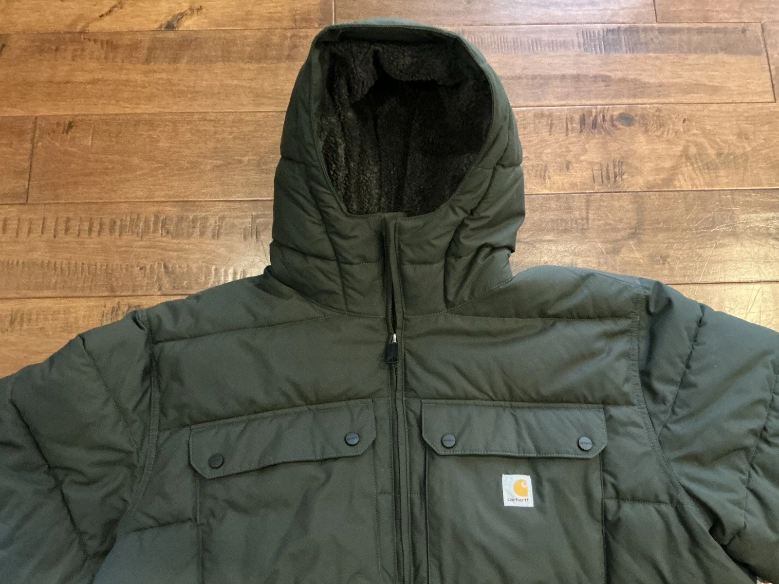Carhartt Rain Defender Hooded Puffer Jacket Green 3XL OJ5474-M image 2