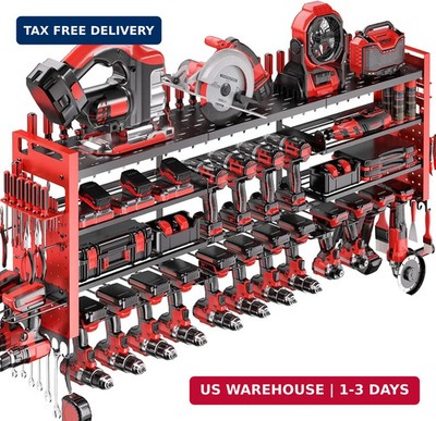 49.8'' W Super Large Power Tool Organizer Wall Mount,4-Layer Heavy Duty Tool S...