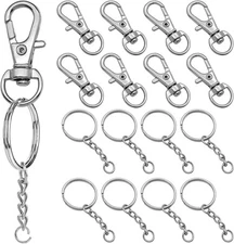 150pcs Swivel Snap Hook Setstainless Steel Split Key Rings With Chain And Jump R
