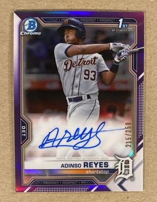 2021 BOWMAN ADINSO REYES CHROME PROSPECT AUTO PURPLE REFRACTOR /250 #CPA-ARE
