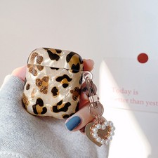 For Apple AirPods 4 3 2 Pro Luxury Leopard Soft Case Cover  Pearl Shell Pendant