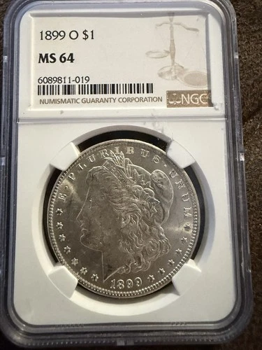 1899 O MORGAN 90% SILVER $1 DOLLAR NGC MS64 COIN