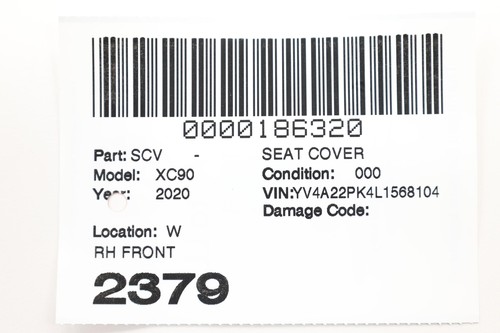 2020 VOLVO XC90 Seat Cover Rh Front 39831667 39831641 - Bild 13 von 13