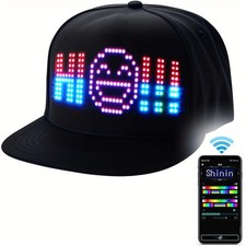 LED Display Cap RGB Bluetooth App Control DJ Hat DIY Text Music 28cm/11in