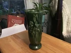 Signed Vintage Van Briggle Dark Green Columbine Vase
