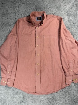 Arrow Shirt Men Medium Red White Gingham Check Cotton Pleated Casual Button Down